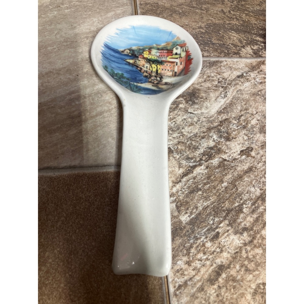 Ceramica Cuore Italy Spoon Rest Mediterranean Coastal Village Scenic Ceramic